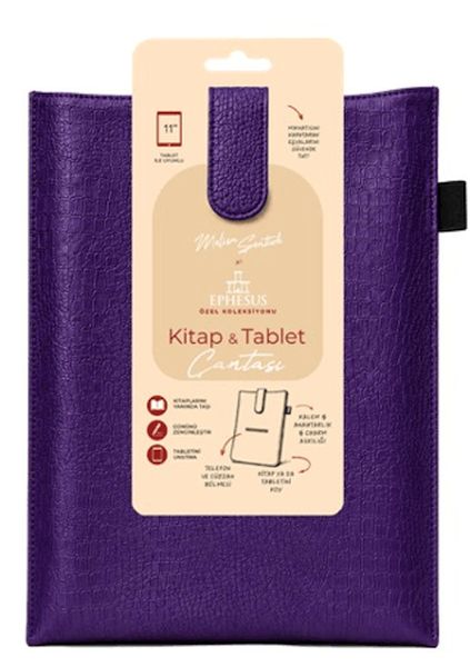 Yeni Nesil Kitap ve Tablet Çantası - Özel Deri Dokulu Mor