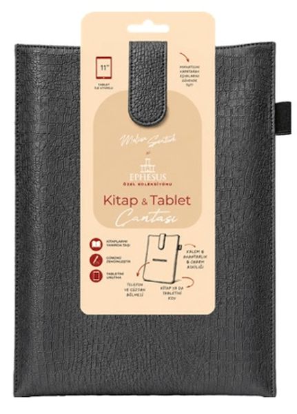 Yeni Nesil Kitap ve Tablet Çantası - Özel Deri Dokulu Antrasit