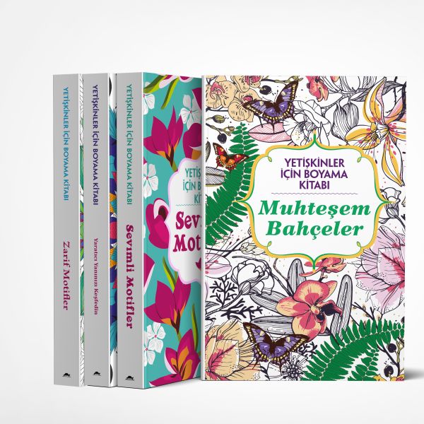 Yetişkinler İçin Boyama Kitabı - 4 Kitap Takım