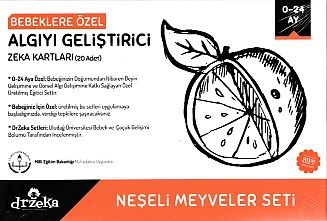 Bebeklere Özel Algıyı Geliştirici Zeka Kartları - Neşeli Meyveler Seti 0-24 Ay