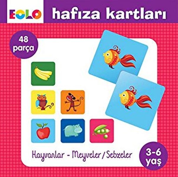 Hafıza Kartları: Hayvanlar - Meyveler - Sebzeler; 3-6 Yaş