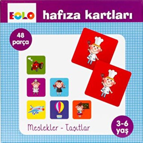Hafıza Kartları - Meslekler - Taşıtlar (3-6 Yaş); 48 Parça
