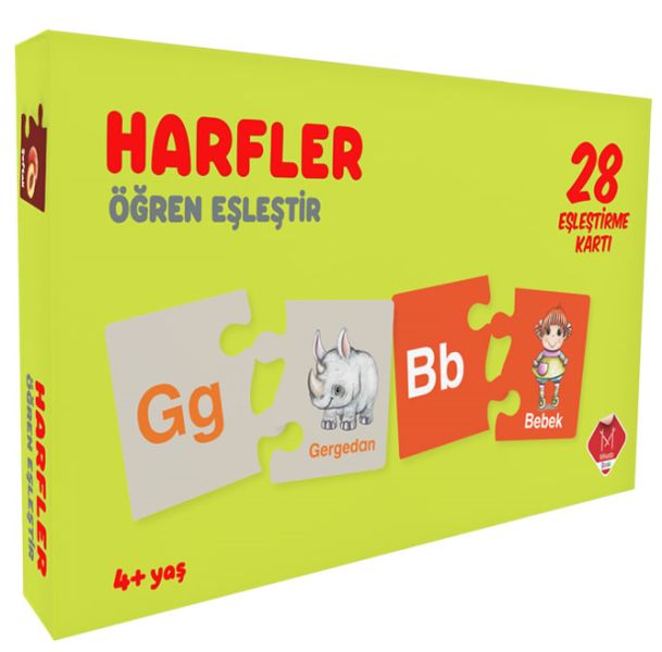 28 Eşleştirme Kartı -Harfler-Öğren Eşleştir 3+