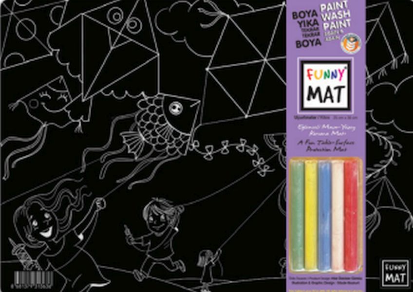 Akademi Çocuk - Funny Mat Black (Tebeşirli ) Uçurma 25X35Cm