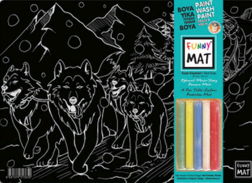 Funny Mat Black (Tebeşirli) Kızak Köpekleri 25X35Cm