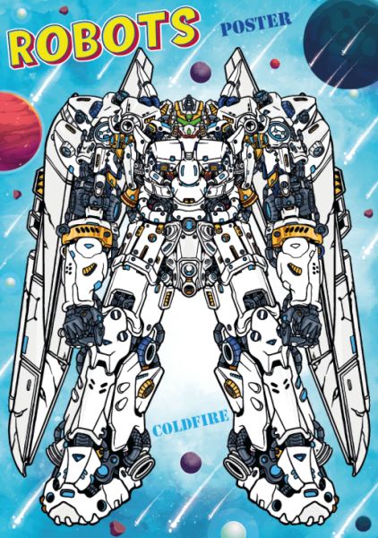 Robots Stickerlı Boyama Kitabı Stand