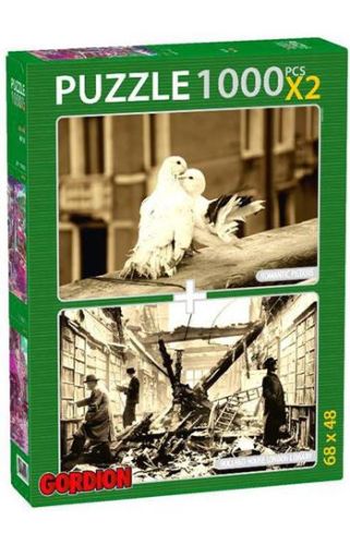Romantic Pigeons + Holland House London Library / 2x1000 Parça Puzzle (40145)