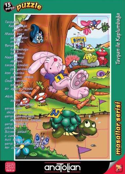 Puzzle 15 Parça Masallar Serisi- Tavşan İle Kaplumbağa
