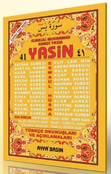 41 Yasin (Ayfa-014, Rahle Boy, Fihristli, Türkçeli)