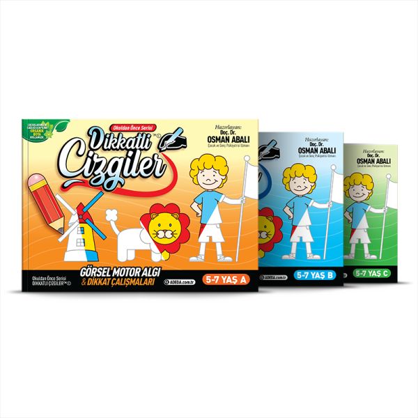 Dikkatli Çizgiler - 5-7 Yaş - (3 Kitap SET)