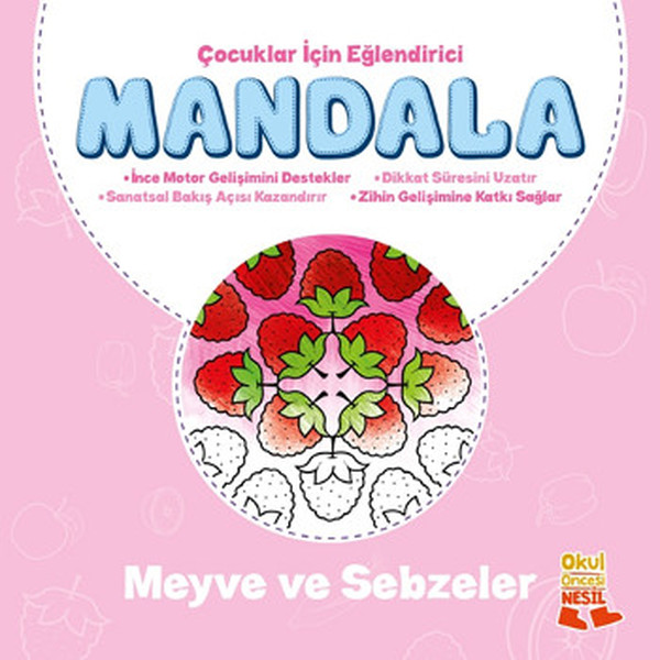 Çocuklar İçin Eğlendirici Mandala 2 Meyve ve Sebzeler