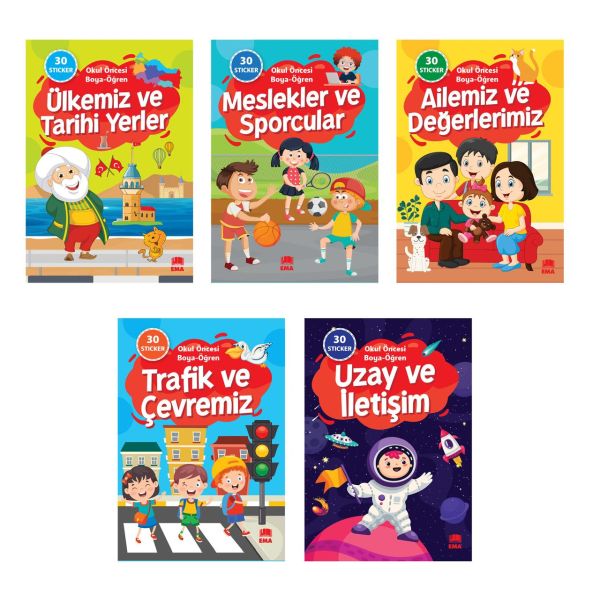 Okul Öncesi Boya-Öğren (5 Kitap)