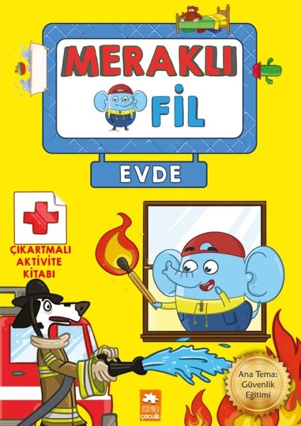 Meraklı Fil - Evde; Çıkartmalı Aktivite Kitabı