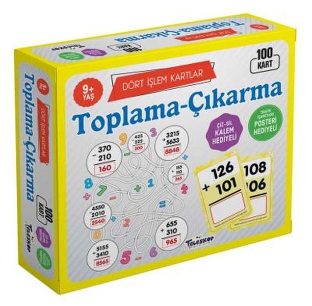 Teleskop Dört İşlem Toplama Çıkartma  9 Yaş 100 Kart
