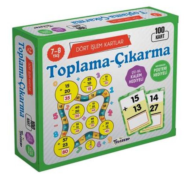 Teleskop Dört İşlem Toplama Çıkartma 7-8 Yaş 100 Kart