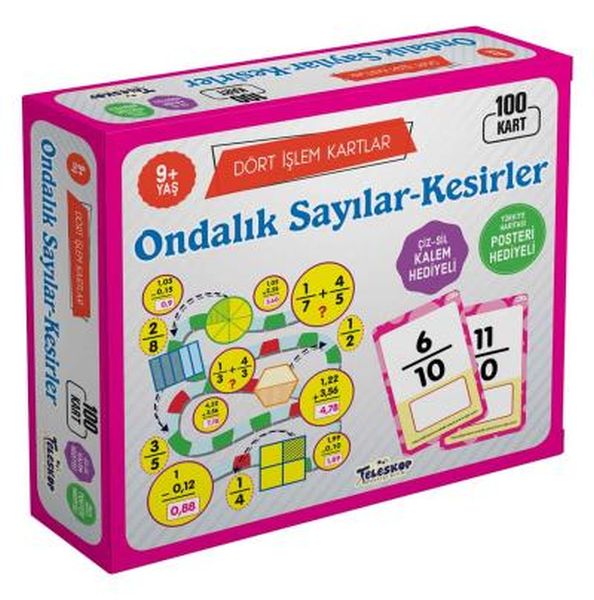 Ondalık Sayılar-Kesirler / Dört İşlem Kartlar 9+ Yaş
