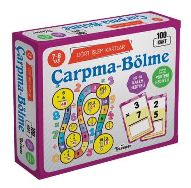 Teleskop Dört İşlem Çarpma Bölme 7-8 Yaş 100 Kart