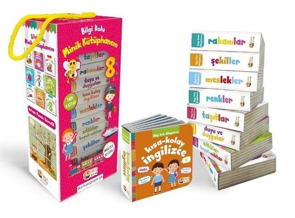 İngilizce Destekli Bilgi Dolu Minik Kütüphanem; 9 Kitap - Pembe Kutu