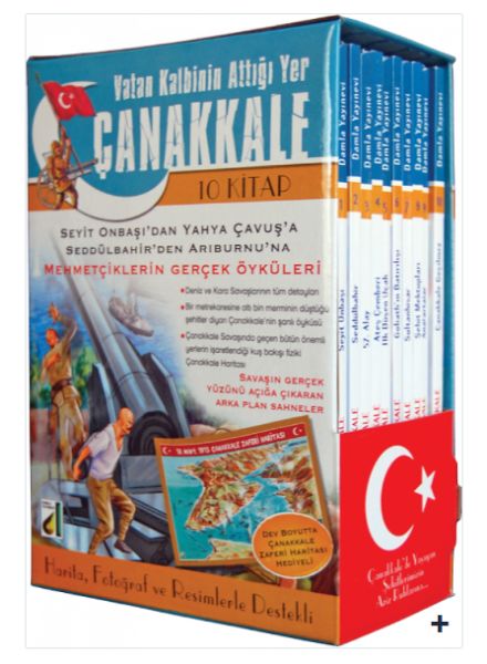 Vatan Kalbinin Attığı Yer Çanakkale (10 Kitap); 57 x 82 Ebatlarında Çanakkale Haritası Hediyeli