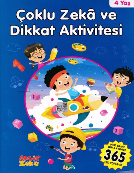 4 Yaş Çoklu Zeka ve Dikkat Aktivitesi - Mavi Kitap