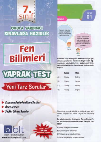 7. Sınıf Fen Bilimleri Yaprak Test