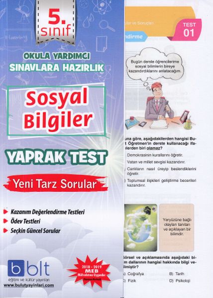 5. Sınıf sosyal Bilgiler Yaprak Test Okula Yardımcı ve Sınavlara Hazırlık