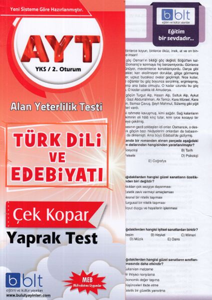 Bulut Eğitim AYT Türk Dili ve Edebiyatı Çek Kopar Yaprak Test-YENİ
