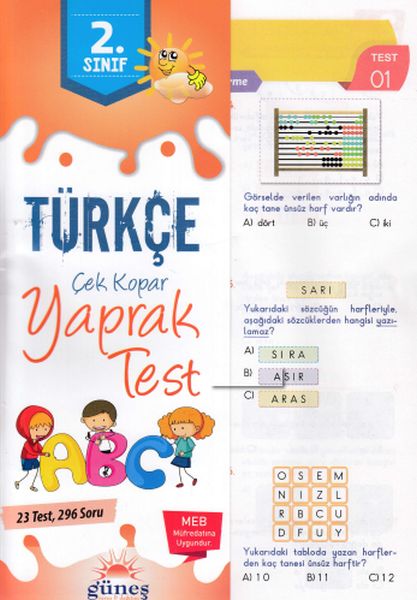 Güneş 2. Sınıf Türkçe Çek Kopar Yaprak Test-YENİ