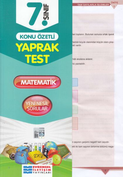 Evrensel 7. Sınıf Matematik Konu Özetli Yaprak Test YENİ