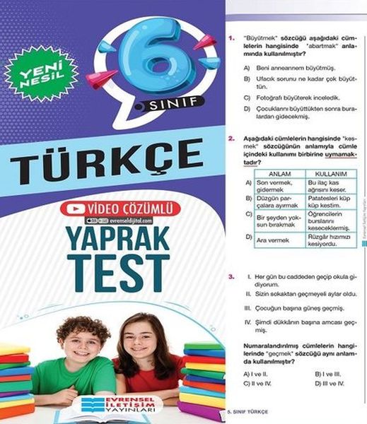 Evrensel 6.Sınıf Türkçe Yeni Nesil Yap. Test