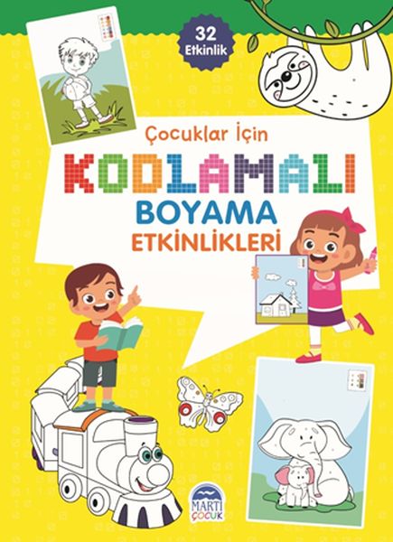 Çocuklar İçin Kodlamalı Boyama Etkinlikleri - Sarı - 32 Etkinlik