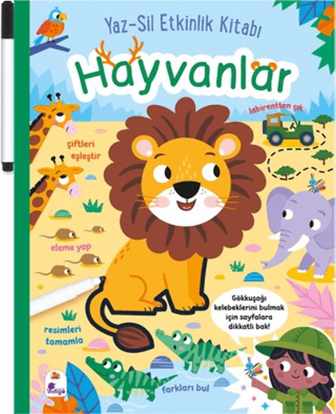 Yaz-Sil Etkinlik Kitabı - Hayvanlar (Kalemli)