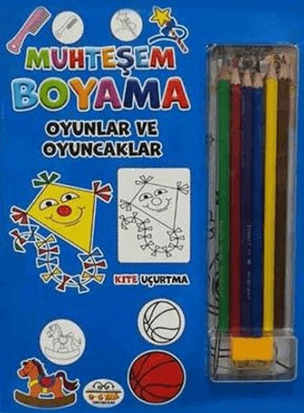 Muhteşem Boyama - Oyunlar ve Oyuncaklar + 6lı Boya Kalemi