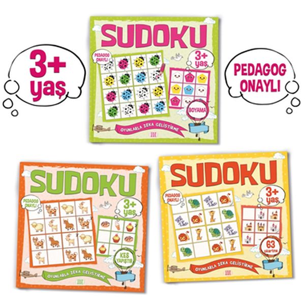 Çocuklar İçin Sudoku Seti (3+ Yaş);3 Takım Kitap