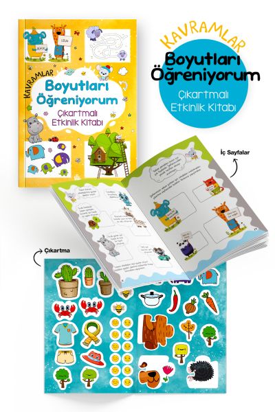 Kavramlar – Boyutları Öğreniyorum – Çıkartmalı Etkinlik Kitabı - 3 Yaş +