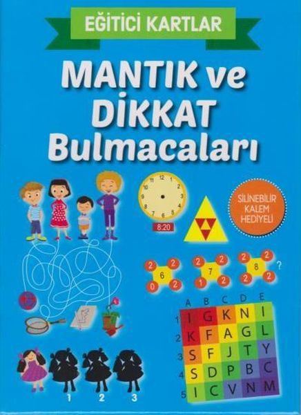 Mantık ve Dikkat Bulmacaları - Eğitici Kartlar Silinebilir Kalem Hediyeli