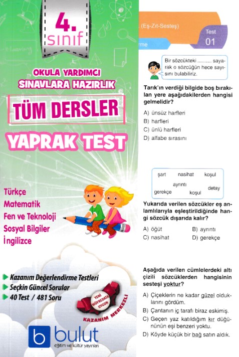 Bulut 4. Sınıf Tüm Dersler Yaprak Test